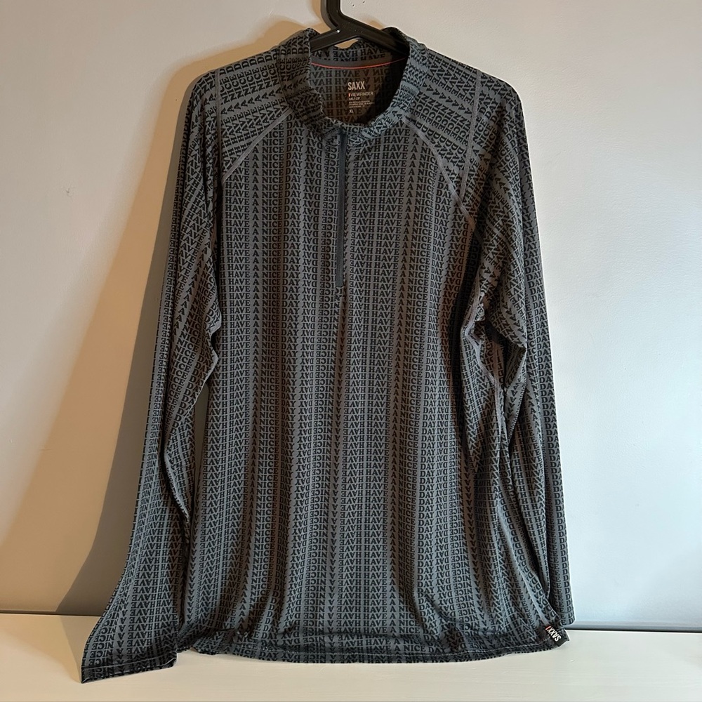 Saxx - Men’s, Thermo Base Layer, Viewfinder, Long Sleeve, Half Zip, Sz XL, Grey